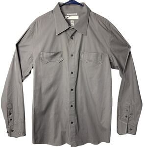 Howe Mens Button Up Western Shirt Gray Size XL Embroidered Modern Sophisticated